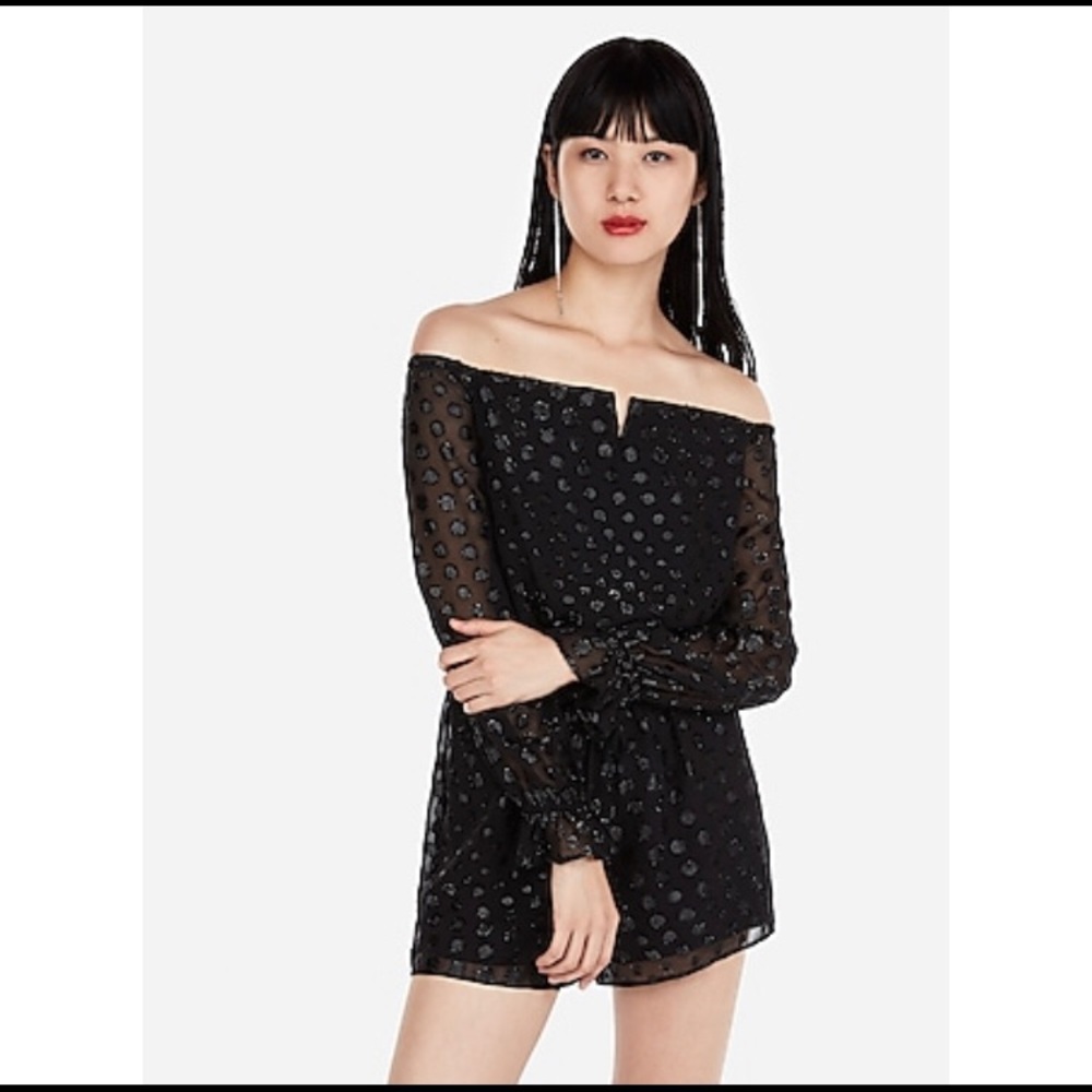 Express Off The Shoulder Sweetheart Neck Romper